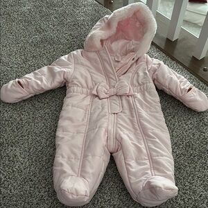 Baby Pink Hooded Snowsuit